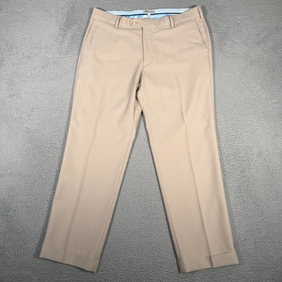 Peter Millar Other - Peter Millar Pants Mens 35 (Fits 35x28) Khaki Tan Flat Front Performance Golf